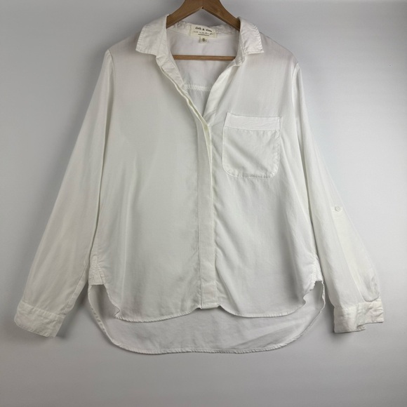 Cloth & Stone for Anthropologie Women’s Small White Tencel Button-Down Shirt - Picture 1 of 8
